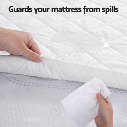 Giselle Waterproof Mattress Protector 100% Cotton Quilted Fitted Cover Queen - Image 6