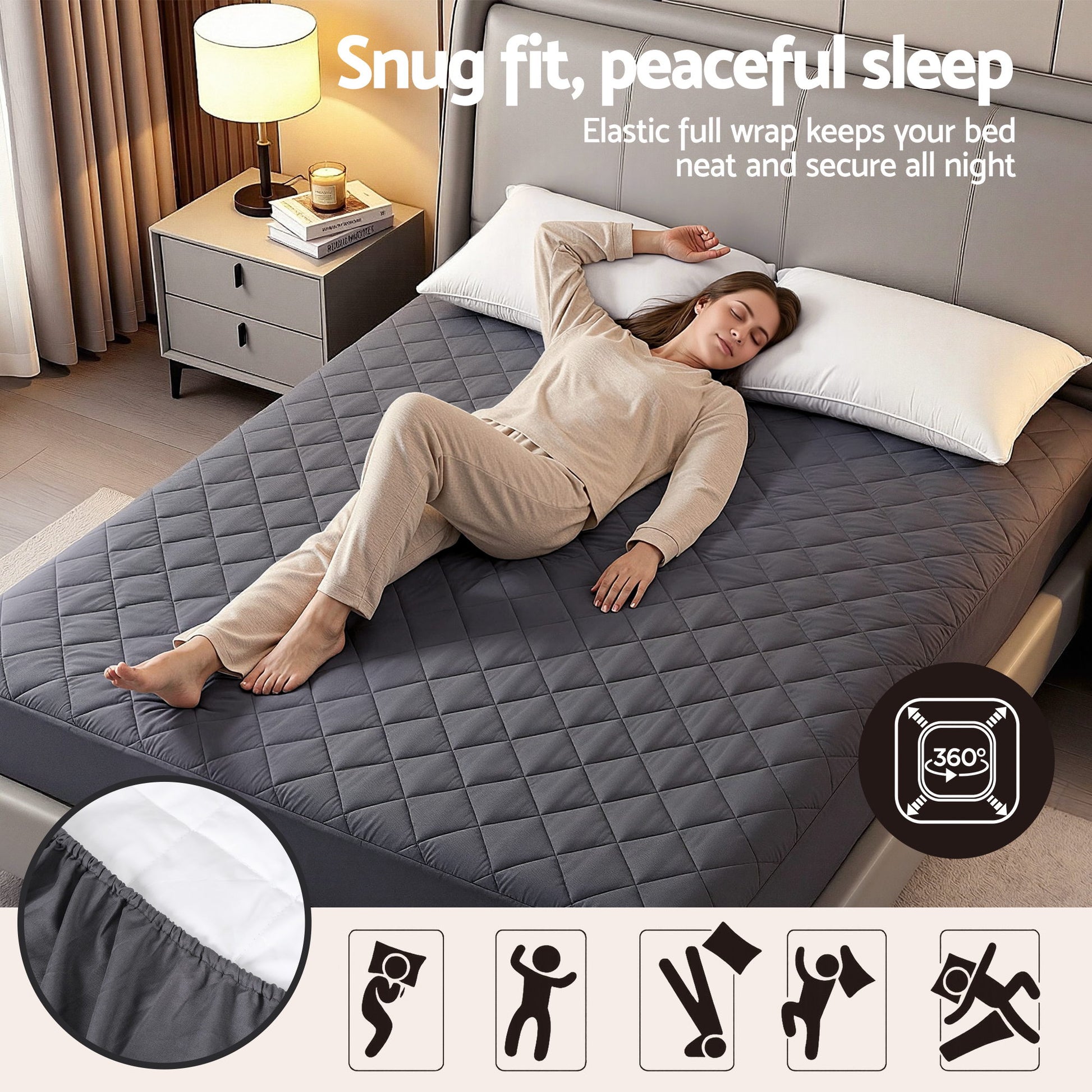 Giselle Water-Resistant Mattress Protector Microfiber 360° Fit Double - Image 7