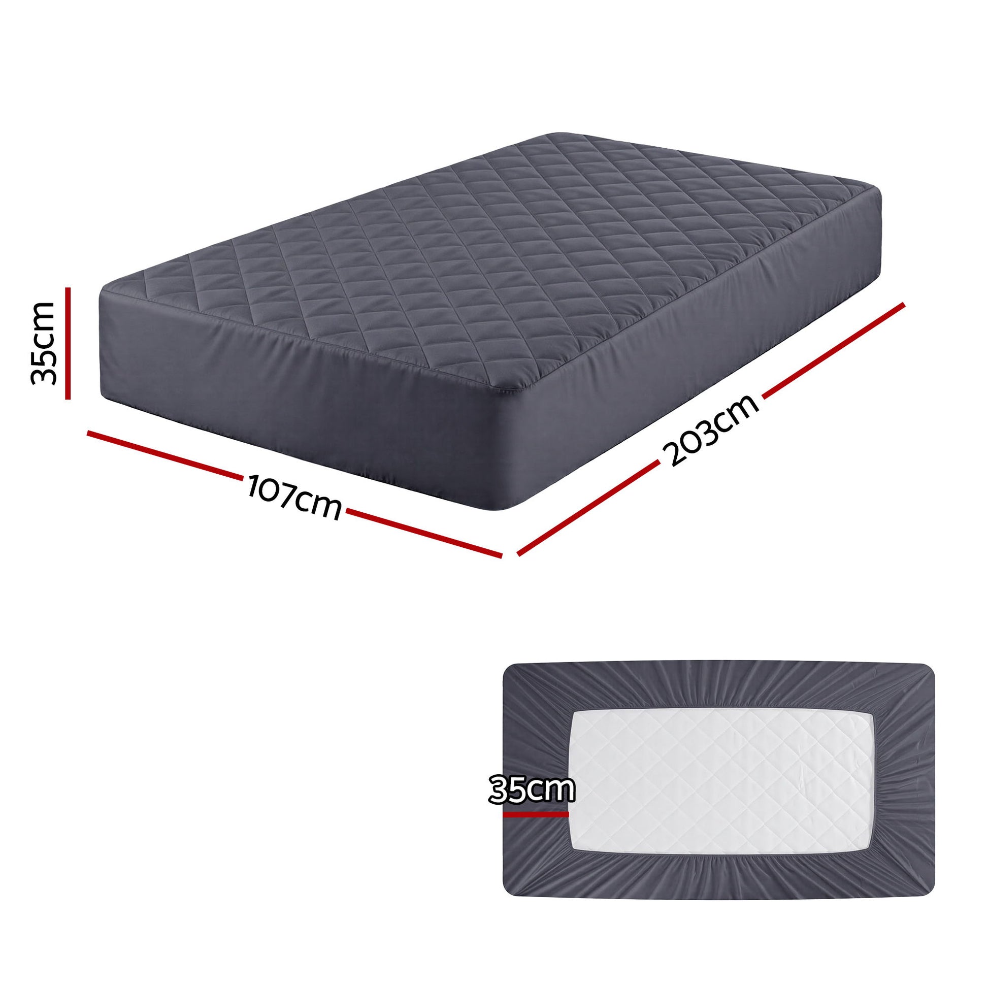 Giselle Water-Resistant Mattress Protector Microfiber 360° Fit King Single - Image 3