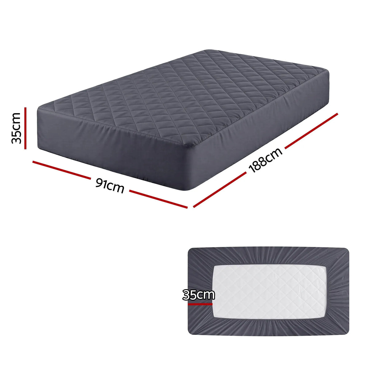 Giselle Water-Resistant Mattress Protector Microfiber 35cm 360° Fit Single - Image 2