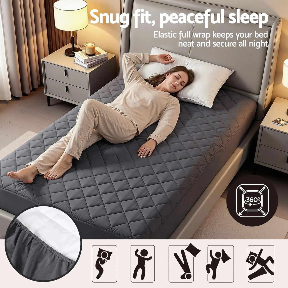 Giselle Water-Resistant Mattress Protector Microfiber 35cm 360° Fit Single - Image 5