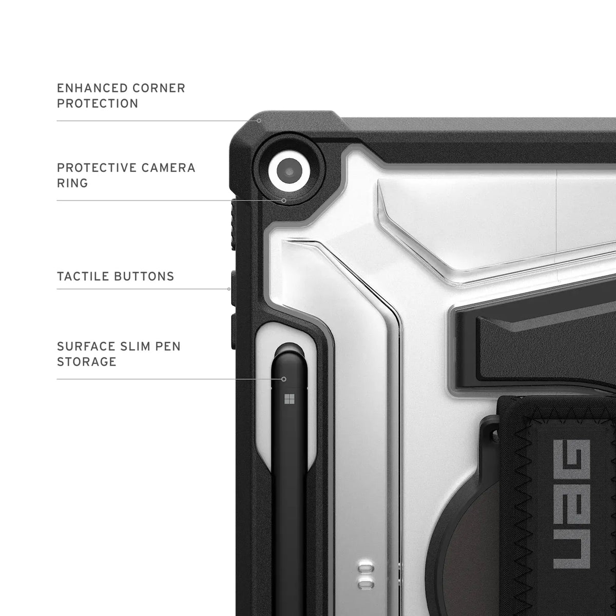 UAG Plasma Microsoft Surface Pro (12') (1st Edition) Hand  Shoulder Strap Rugged Case - Ice/Black... - Image 4