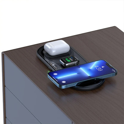 Pisen 3-in-1 Wireless Charging Station - Black, Supports Qi-2 Outputs (15W) , Supports Universal... - Image 4