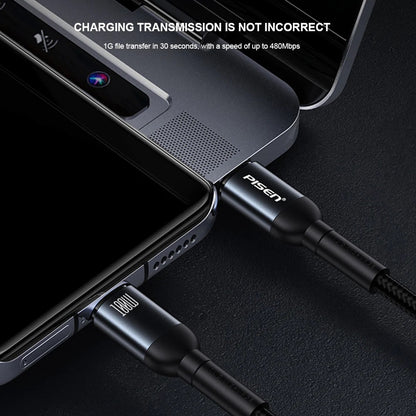 Pisen Braided USB-C to USB-C 100W PD Fast Charge Cable (1M) Black - Bend-Resistant, Samsung Galax... - Image 4