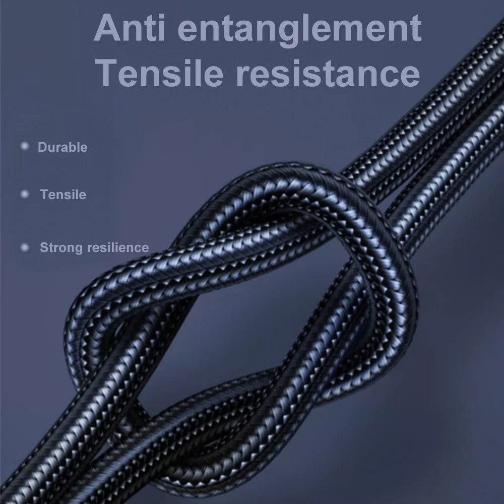 Pisen Braided 3-in-1 USB-A to Lightning + USB-C + Micro-USB Cable (1.5M) - Black, 3A/15W, Aluminum Alloy, Wear-Resistant, Faster Charging Speeds