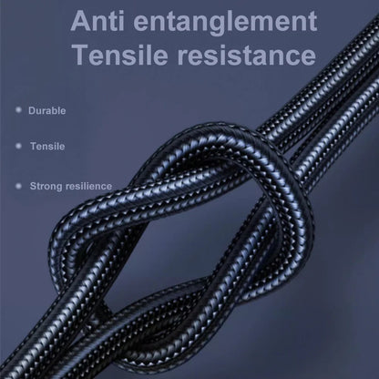 Pisen Braided 3-in-1 USB-A to Lightning + USB-C + Micro-USB Cable (1.5M) - Black, 3A/15W, Aluminum Alloy, Wear-Resistant, Faster Charging Speeds