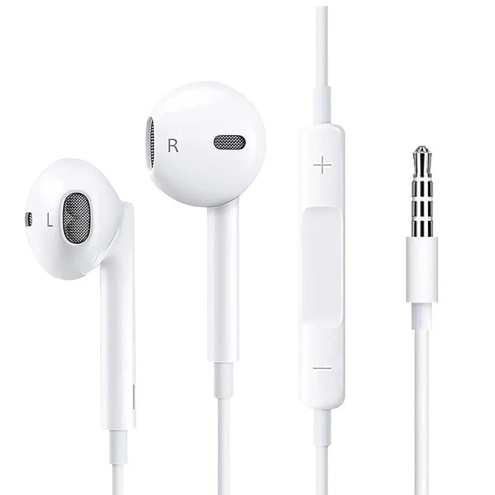 USP Pisen Half-in-Ear 3.5mm Earphones - White, Ergonomic Design ,HD Call Microphone, 5 Years Warr...