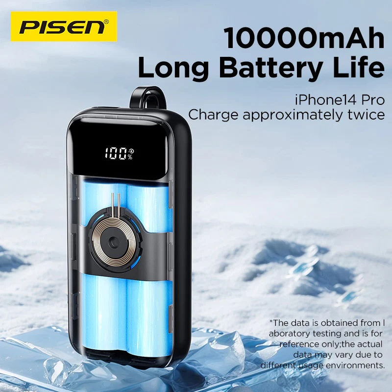 Pisen Flex 22.5W CCC-Certified 10K (10000mAh) Power Bank + Integrated Cable (Lightning + USB-C) +... - Image 4