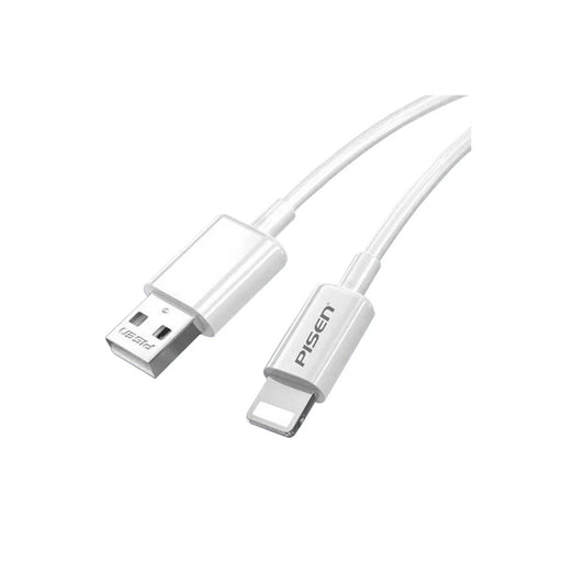 Pisen Mr White Lightning to USB-A Cable (1M) White - Fast Charge 2.4A, Stretch-Resistant, Reinfor...