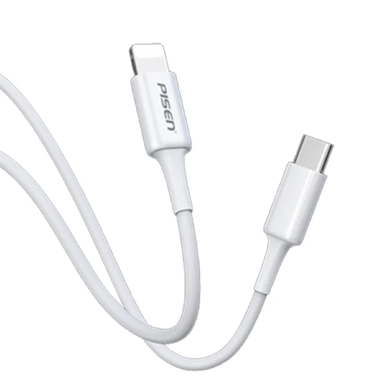 Pisen Mr White Lightning to USB-C PD Fast Charge Cable (1M) White - Support Charge 3A, Stretch-Re...