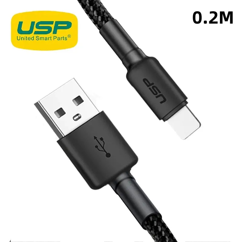USP BoostUp Lightning to USB-A Cable (20CM) Black - Quick Charge  Connect, 2.4A Rapid Charge,Nylo...