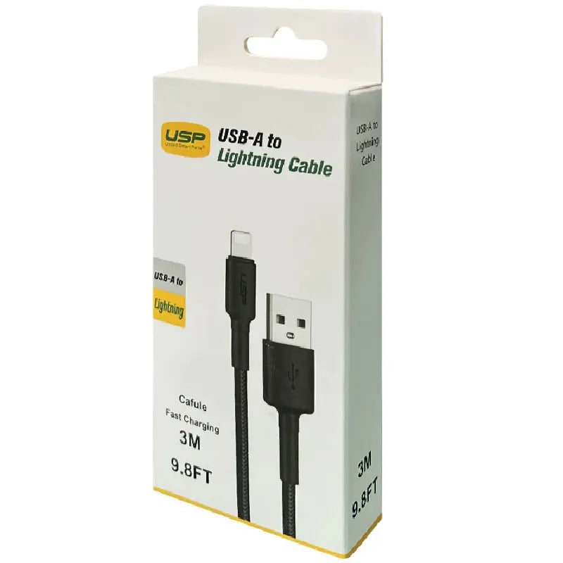 USP BoostUp Lightning to USB-A Cable (3M) Black - Quick Charge  Connect, 2.4A Rapid Charge,Nylon... - Image 4