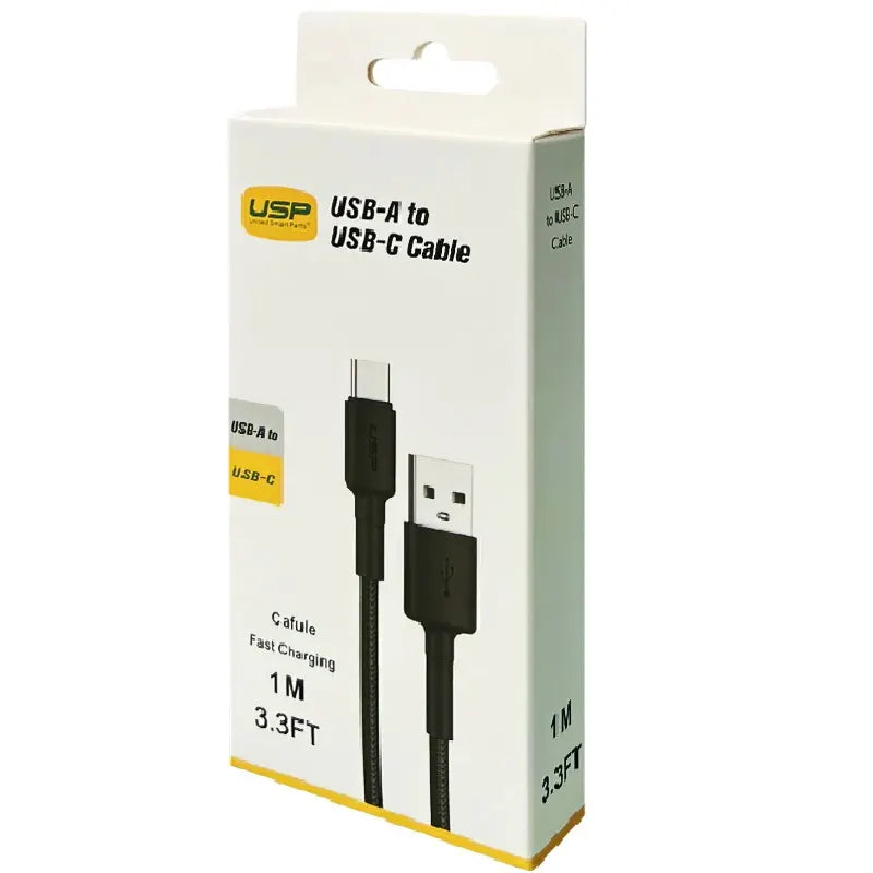 USP BoostUp Braided USB-C to USB-A Cable (1M) Black -3A, Fast Charge, Samsung Galaxy,Apple iPhone... - Image 3
