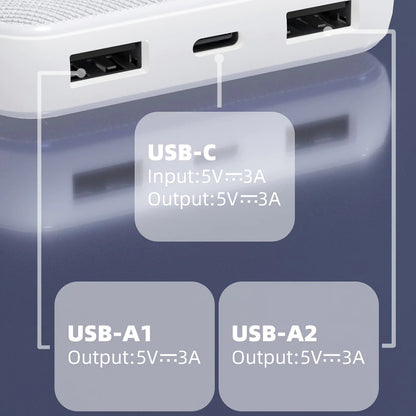 EOL USP 10K mAh Power Bank (37W) with Triple Ports (USB-C + Dual USB-A) White - LED Power Indicator,Fast  Safe,Intelligent Charging,Meet Airport Avia