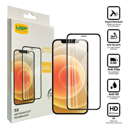 USP Apple iPhone 16 Plus / iPhone 15 Plus (6.7') Armor Glass Full Cover Screen Protector - 5X Ant...