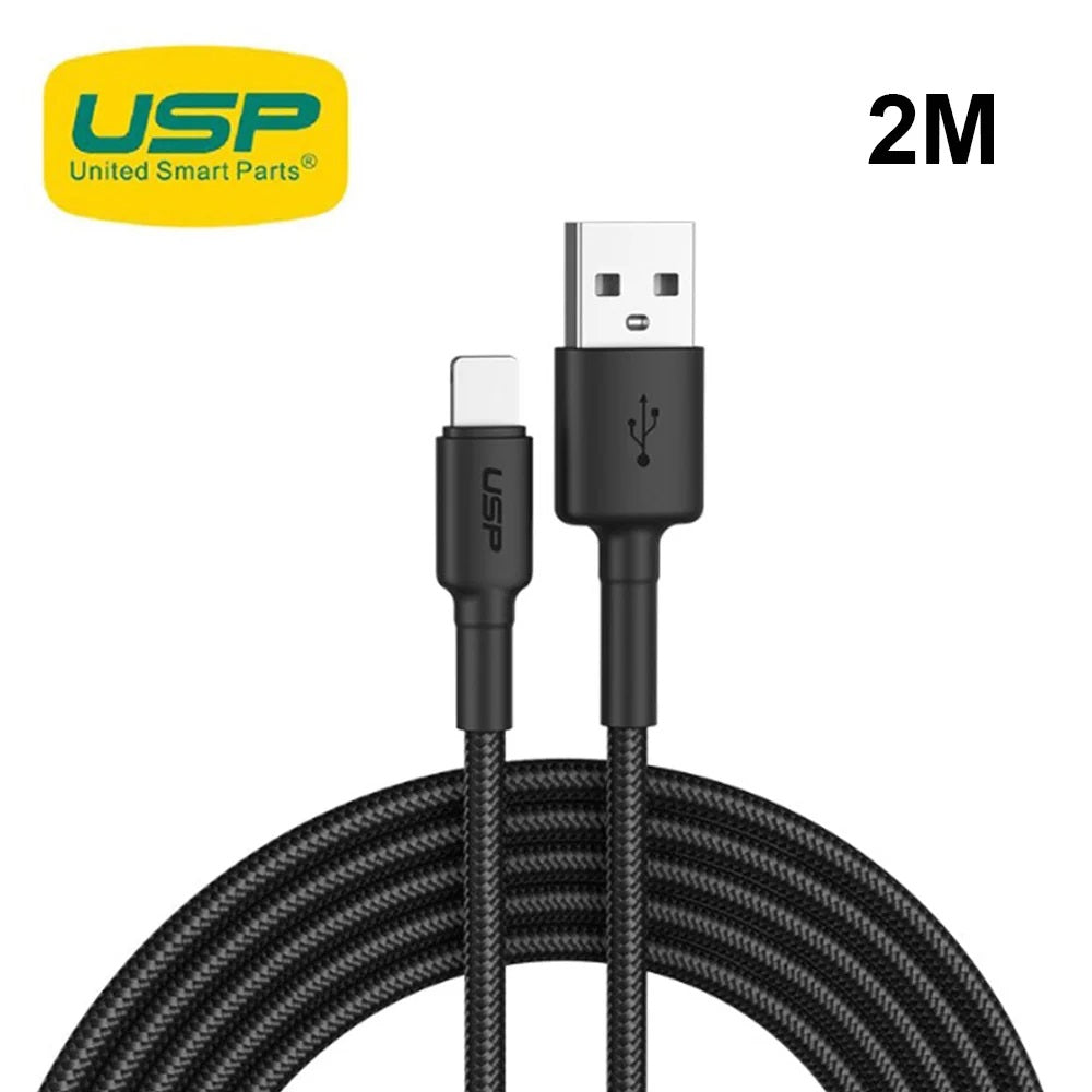 USP BoostUp Braided Lightning to USB-A Cable (2M) Black - Quick Charge  Connect, 2.4A Rapid Charg...