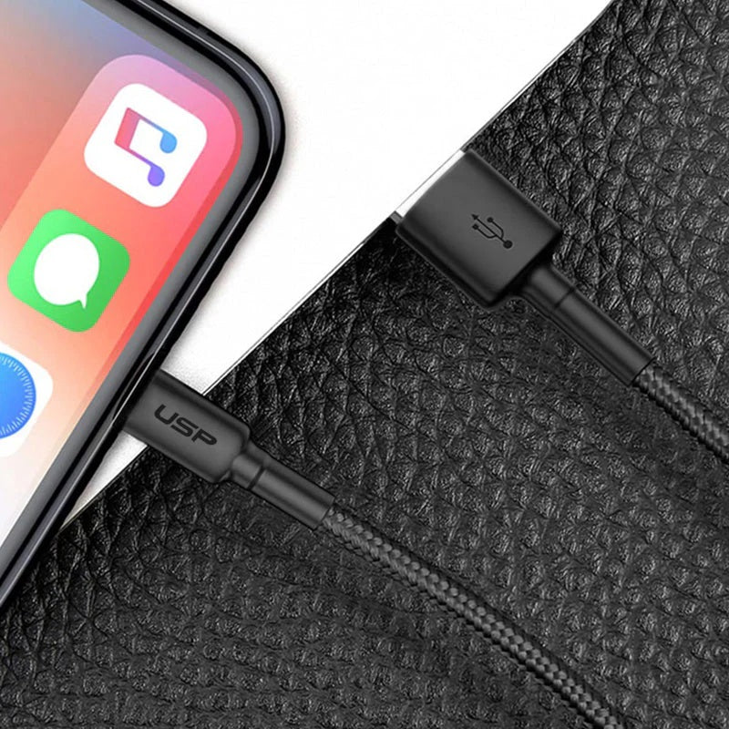 USP BoostUp Braided Lightning to USB-A Cable (2M) Black - Quick Charge  Connect, 2.4A Rapid Charg... - Image 3