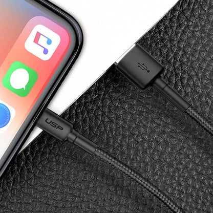 USP BoostUp Braided Lightning to USB-A Cable (2M) Black - Quick Charge  Connect, 2.4A Rapid Charg... - Image 3