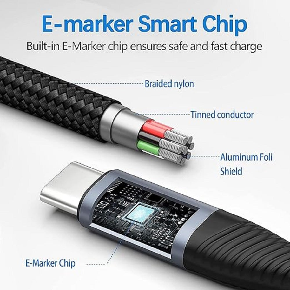 USP BoostUp Cafule Braided USB-C to USB-C (3.2 Gen2) Charge  Video (8K@60Hz) Cable (1M) Black - 5... - Image 4