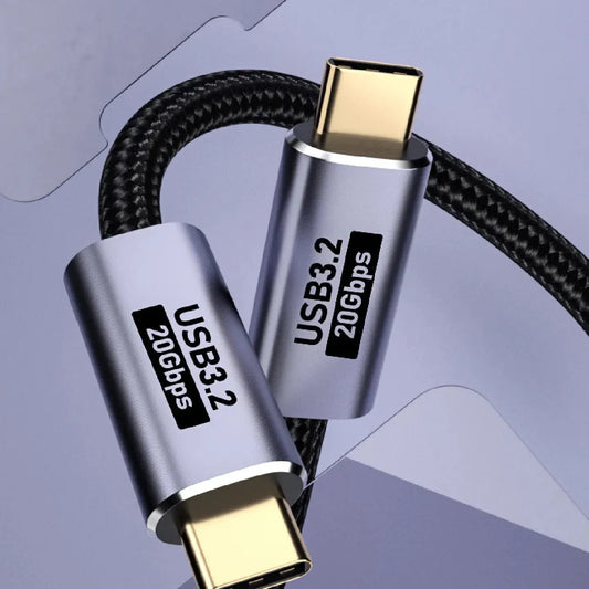 USP BoostUp Cafule Braided USB-C to USB-C (3.2 Gen 2x2) Charge  Video Cable (2M) - Black, 5A/100W...