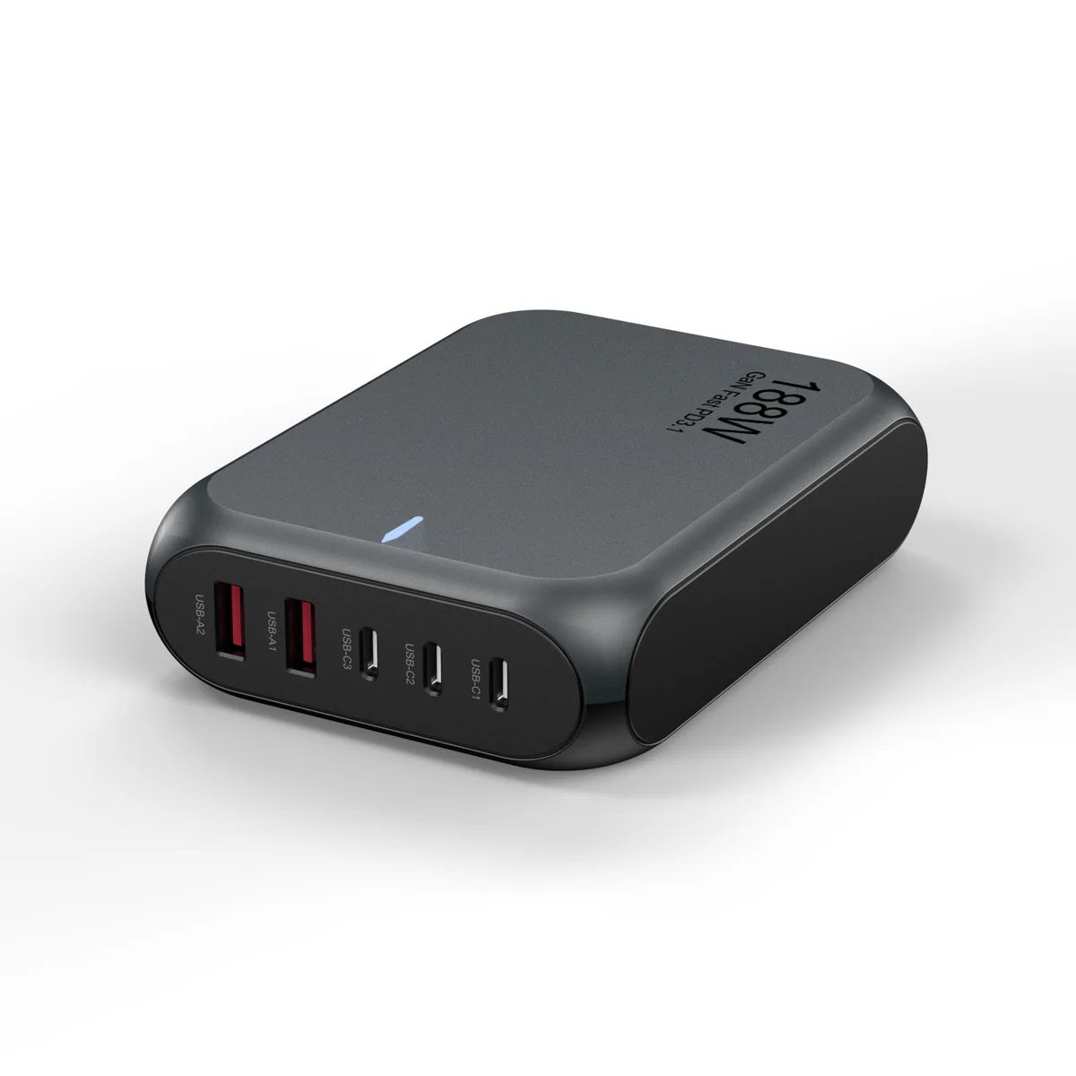 USP 188W Five Ports USB-C PD GaN Wall Charger Black - 3x USB-C, 2x USB-A, Efficient, High Quality... - Image 2