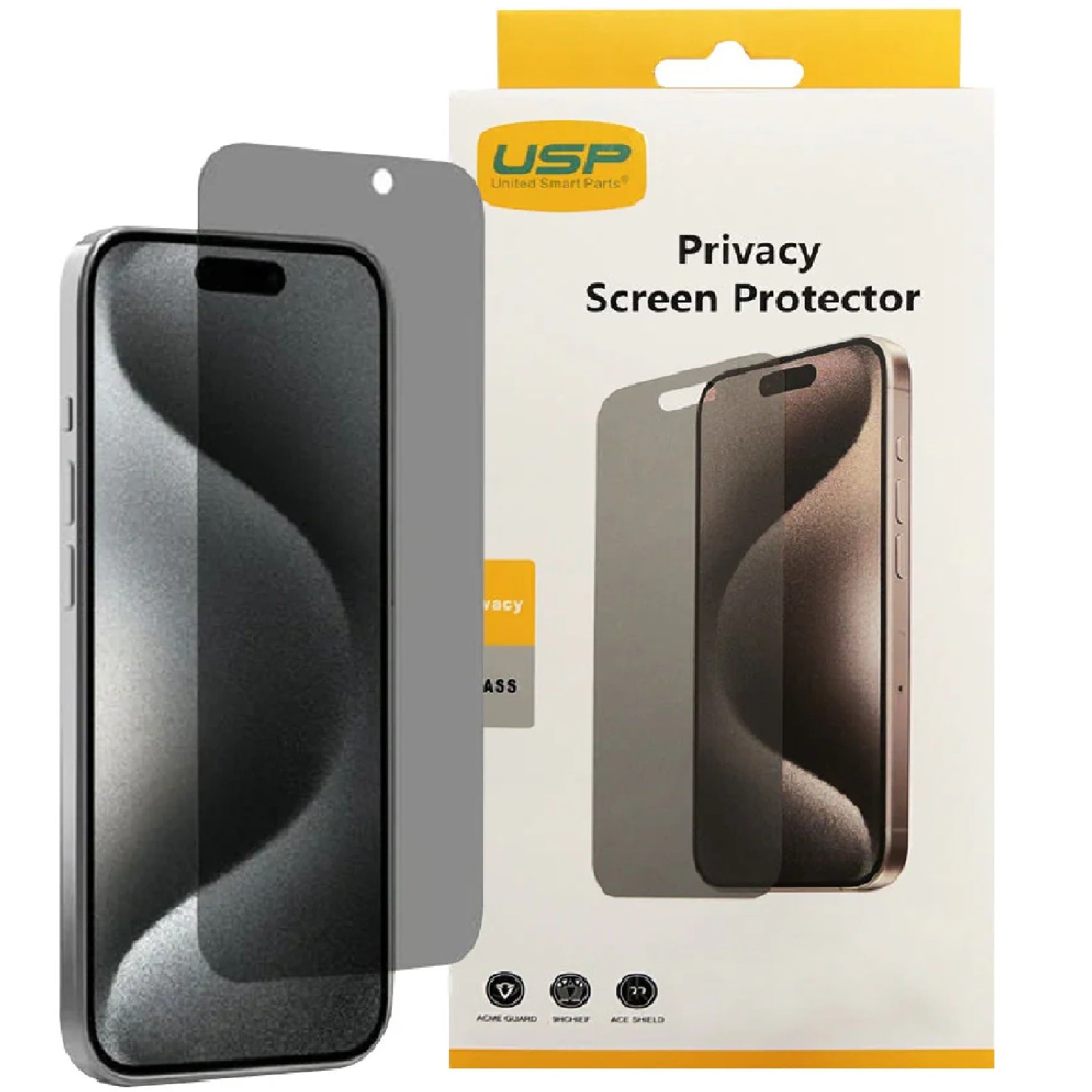 USP Apple iPhone 17 Pro / iPhone 17 / iPhone 16 Pro (6.3') Privacy Tempered Glass Screen Protecto...