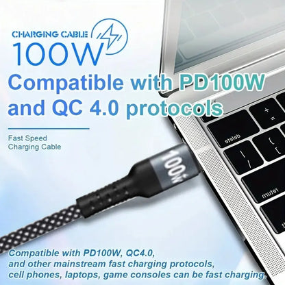 USP Braided 2-in-1 USB-C to Lighting (27W) + USB-C (100W) Super Fast Charging Cable (1.2M) Black... - Image 2