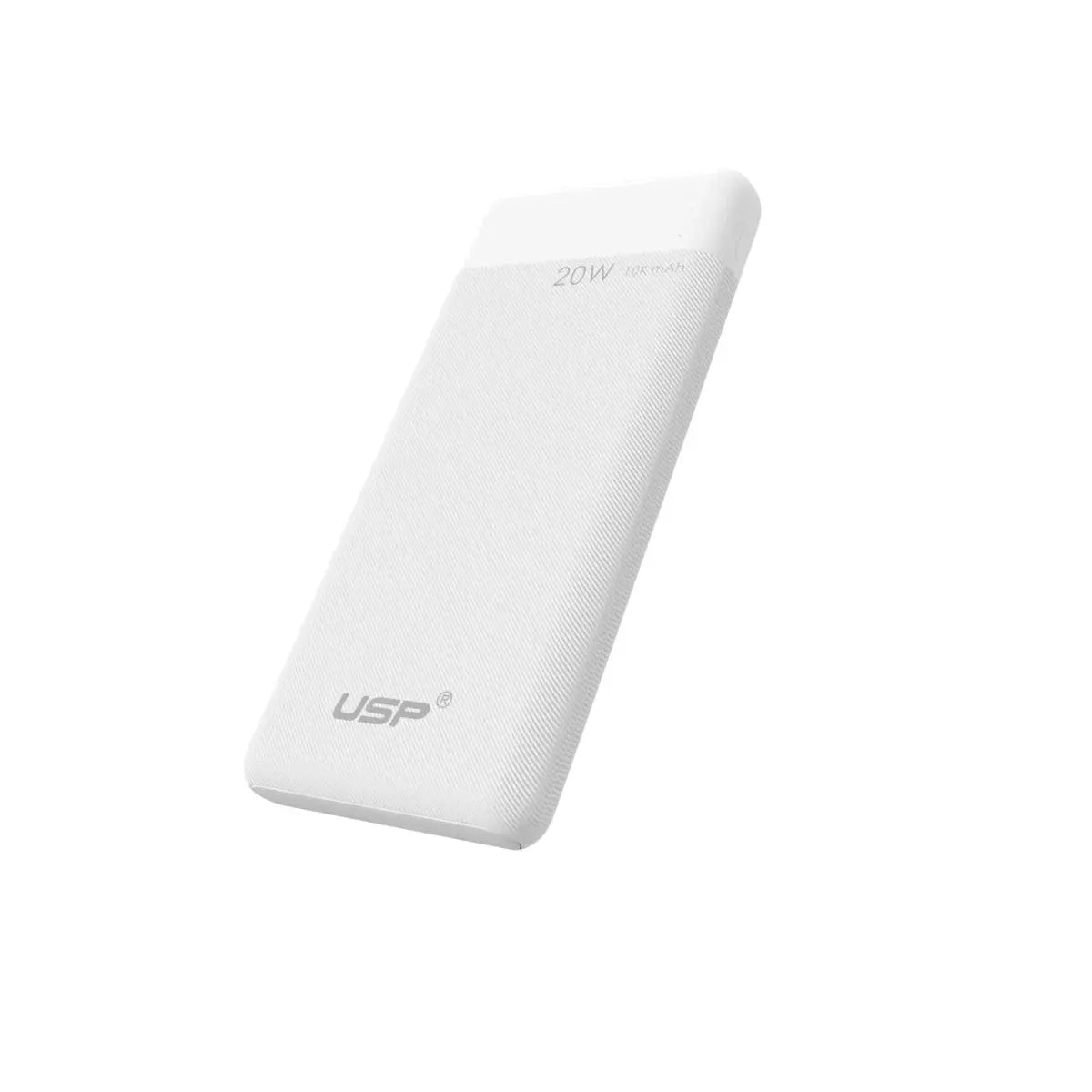 USP 10K mAh Power Bank White - 20W Fast Charge, 1x USB-C, 1x USB-A, Built-in Electricity Indicato... - Image 2