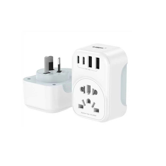 USP Australian Inbound Travel Adapter 2 USB-A + 2 USB-C + AC Socket, Portable device, 4 Universal...