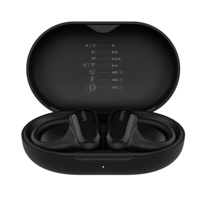 Belkin SoundForm ClearFit Open-Ear Wireless Earbuds - Black (AUC013btBK), Fast Charge, IPX5-Rated... - Image 3