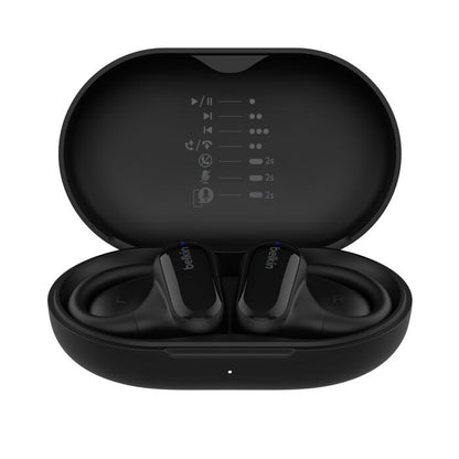Belkin SoundForm ClearFit Open-Ear Wireless Earbuds - Black (AUC013btBK), Fast Charge, IPX5-Rated... - Image 3