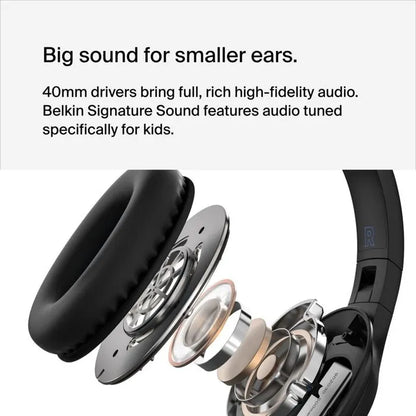 Belkin SoundForm Inspire Wireless Over-Ear Headset for Kids - Black(AUD006btBLK),35hrs Battery,40... - Image 3