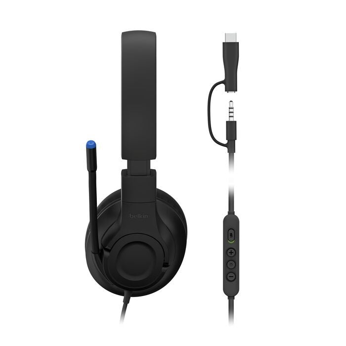 Belkin SoundForm Inspire USB-C Wired Over-Ear Headset for Kids - Black (AUD007fqBK), 85db Volume,... - Image 2