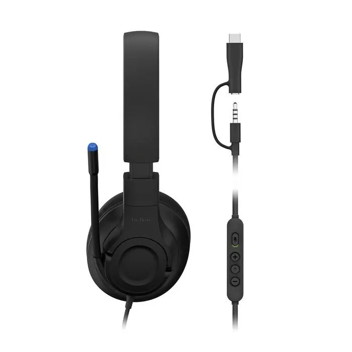 Belkin SoundForm Inspire USB-C Wired Over-Ear Headset for Kids - Black (AUD007fqBK), 85dB Volume... - Image 2