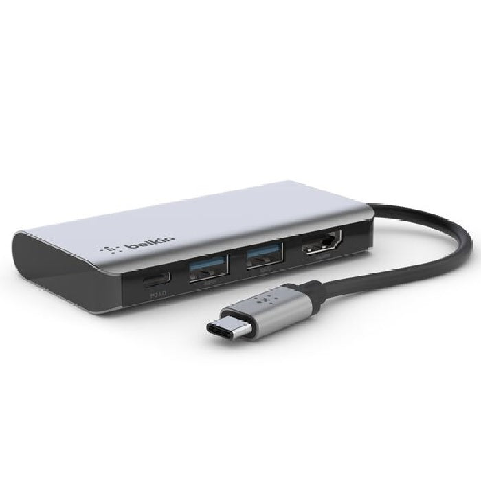 Belkin Connect USB-C 4-in-1 Multiport Adapter + USB-C Cable (13CM) - Space Grey(AVC006btSGY), 100...