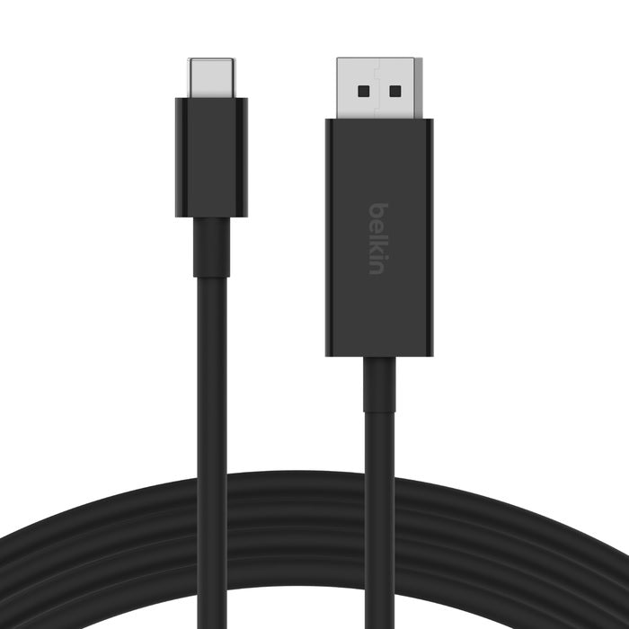 Belkin Connect USB-C to DisplayPort 1.4 Cable 2M - Black (AVC014BT2MBK), 32.4 Gbps Bandwidth, Sup...