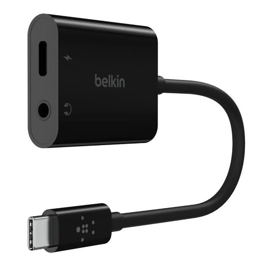 Belkin RockStar 3.5mm Audio + USB-C PD Charge Adapter - Black (NPA004btBK), 60W PD, Superior Audi...