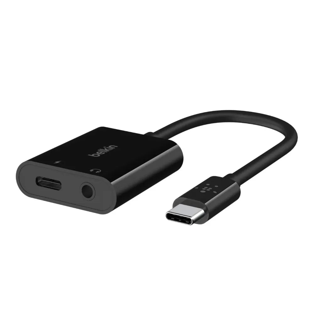 Belkin RockStar 3.5mm Audio + USB-C PD Charge Adapter - Black (NPA004btBK), 60W PD, Superior Audi... - Image 2