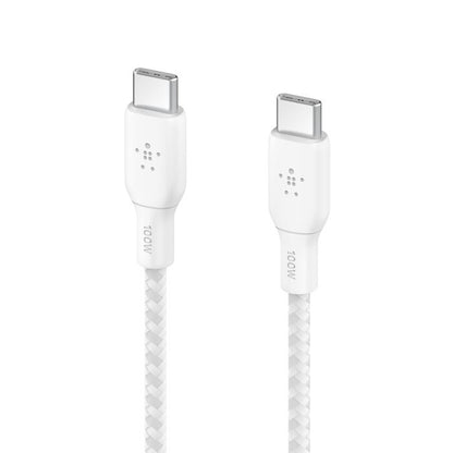 Belkin BoostCharge Braided USB-C to USB-C Cable (2M) - White (CAB014bt2MWH), 5A/100W, 480Mbps, 30... - Image 2