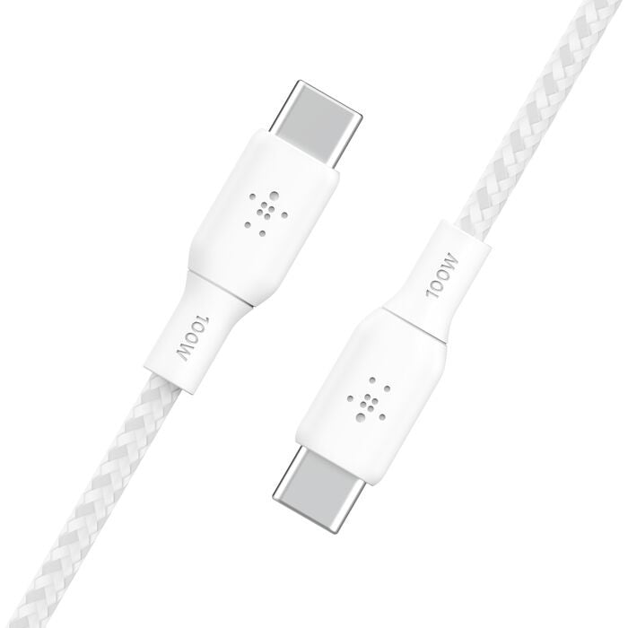 Belkin BoostCharge Braided USB-C to USB-C Cable (2M) - White (CAB014bt2MWH), 5A/100W, 480Mbps, 30... - Image 3