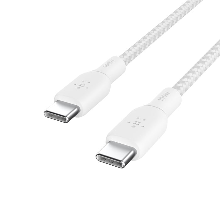 Belkin BoostCharge Braided USB-C to USB-C Cable (2M) - White (CAB014bt2MWH), 5A/100W, 480Mbps, 30... - Image 4