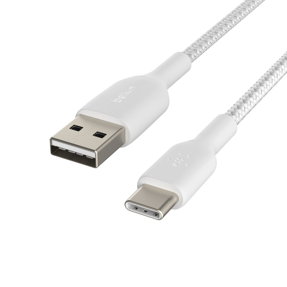 Belkin BoostCharge Braided USB-C to USB-A Cable (1M) - White (CAB002bt1MWH), 3A/15W, 480Mbps, 30K... - Image 3