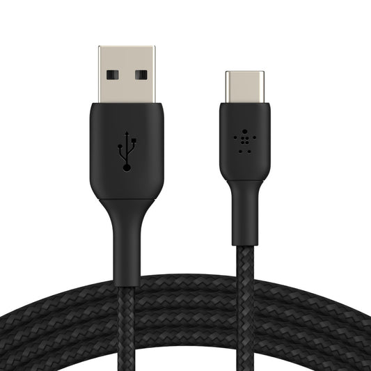 Belkin BoostCharge Braided USB-C to USB-A Cable (2M) - Black (CAB002BT2MBK), 3A/15W, 480Mbps, 30K...