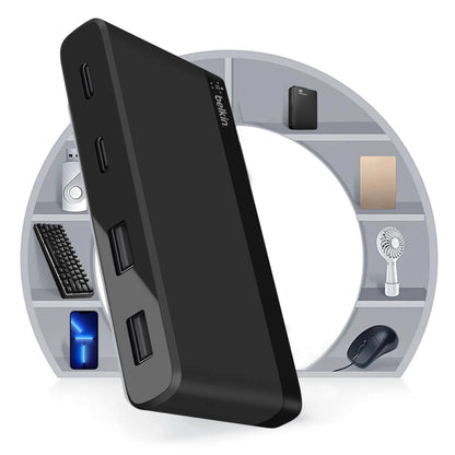 Belkin USB-C 4-Port Mini Hub (USB Type-C) - Black (F4U090btBLK), 5Gbps, 2x USB-C, 2x USB-A, Compa... - Image 2