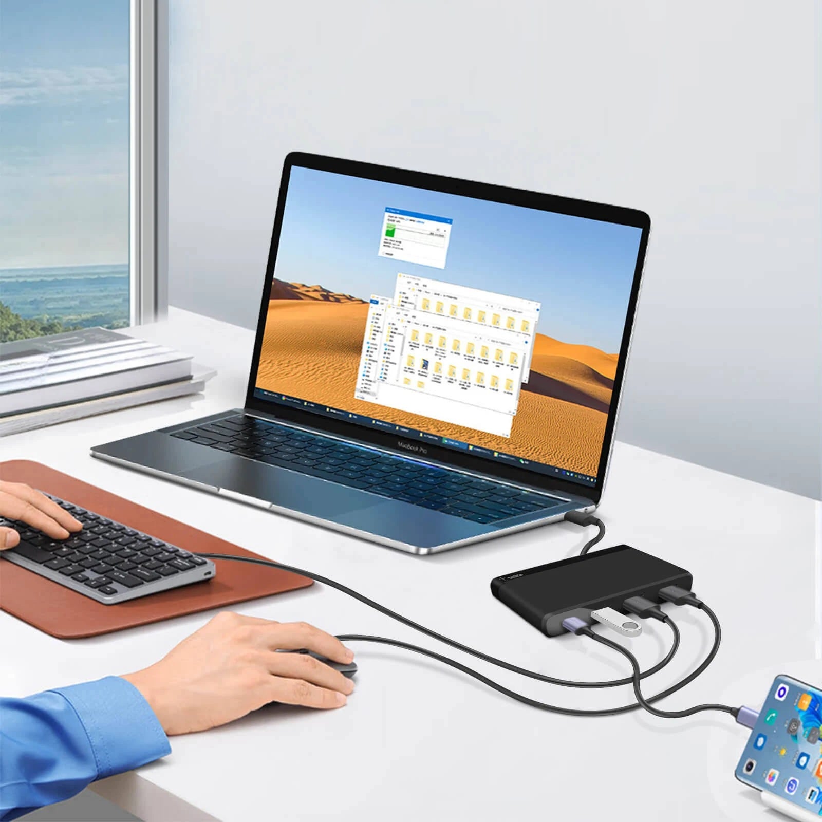 Belkin USB-C 4-Port Mini Hub (USB Type-C) - Black (F4U090btBLK), 5Gbps, 2x USB-C, 2x USB-A, Compa... - Image 3