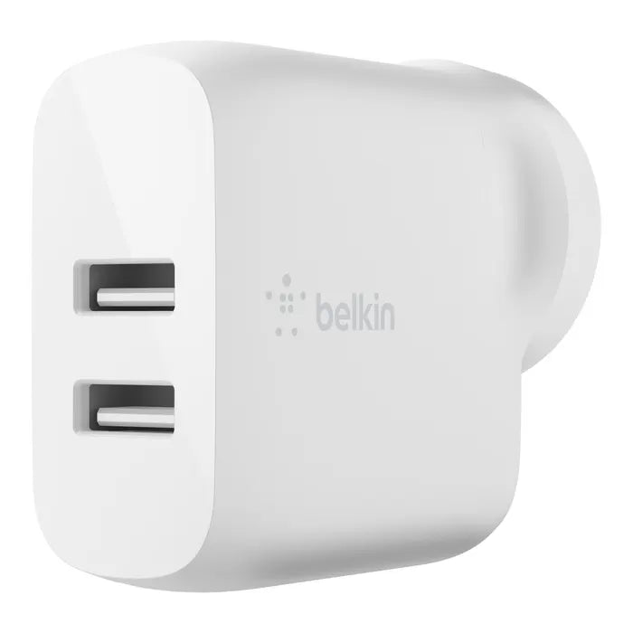 Belkin BoostCharge Dual USB-A Wall Charger 24W - White (WCB002auWH), 2xUSB-A (12W), 24W/4.8 amps,...