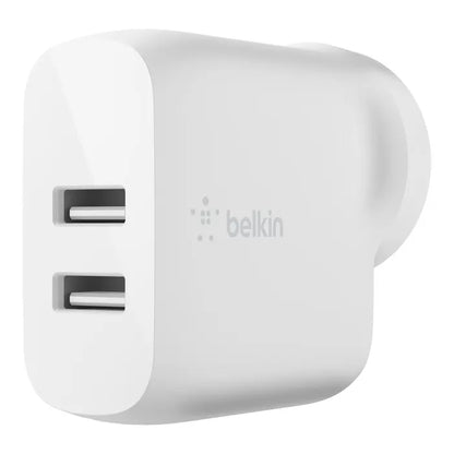Belkin BoostCharge Dual USB-A Wall Charger 24W - White (WCB002auWH), 2xUSB-A (12W), 24W/4.8 amps,...