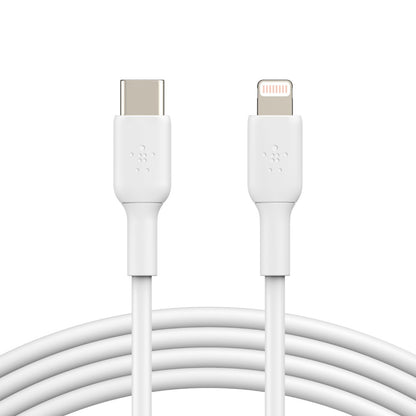 Belkin BoostCharge Lightning to USB-C Cable (1M) - White (CAA003bt1MWH), 3A/18W,480Mbps,25K+ Bend...