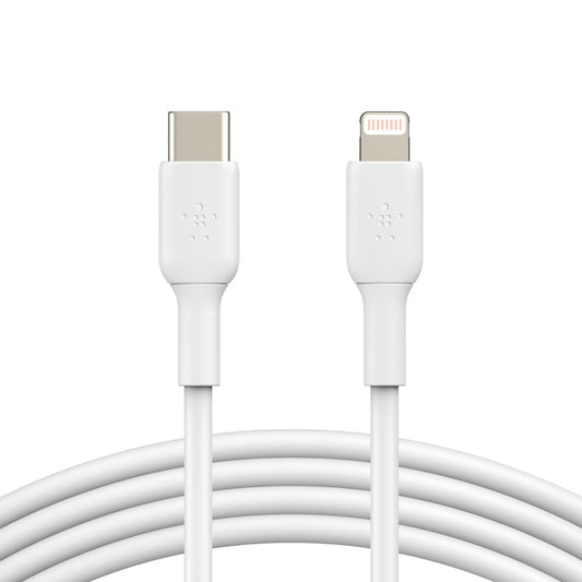 Belkin BoostCharge Lightning to USB-C Cable (1M) - White (CAA003bt1MWH), 3A/18W,480Mbps,25K+ Bend...