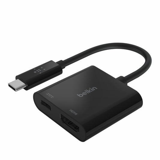 Belkin USB-C to HDMI + Charge Adapter + USB-C  Cable (13CM) - Black (AVC002btBK), 60W, Supports V...